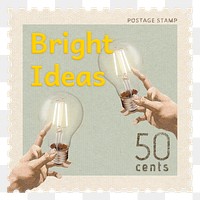 Bright ideas png post stamp sticker, business stationery, transparent background
