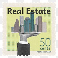 Real estate png post stamp sticker, business stationery, transparent background