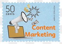 Content marketing png post stamp sticker, business stationery, transparent background