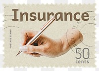 Insurance png post stamp sticker, business stationery, transparent background