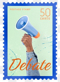 Debate png post stamp sticker, business stationery, transparent background