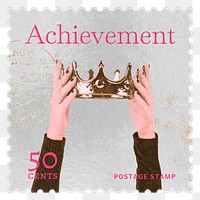 Achievement png post stamp sticker, business stationery, transparent background