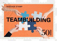 Team building png post stamp sticker, business stationery, transparent background