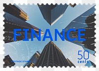 Finance png post stamp sticker, business stationery, transparent background