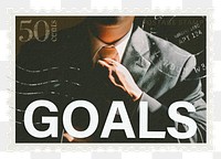 Goals png post stamp sticker, business stationery, transparent background