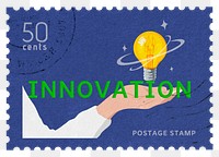 Innovation png post stamp sticker, business stationery, transparent background