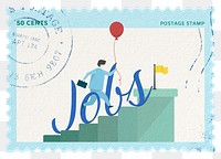 Jobs png post stamp sticker, business stationery, transparent background