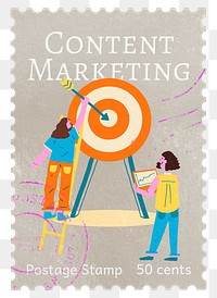 Content marketing png post stamp sticker, business stationery, transparent background