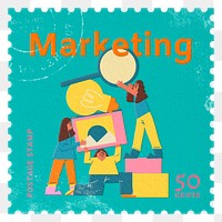 Marketing png post stamp sticker, business stationery, transparent background