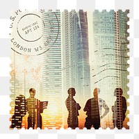 Global business png post stamp sticker, stationery, transparent background