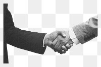 Businessmen png shaking hands sticker, business deal, transparent background