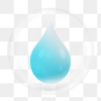 Water drop png, 3D bubble digital sticker in transparent background