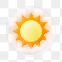 Sun png, 3D bubble digital sticker in transparent background