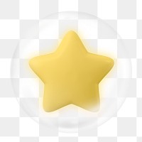 Star png, 3D bubble digital sticker in transparent background