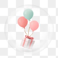 Gift png, 3D bubble digital sticker in transparent background