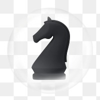 Chess piece png, 3D bubble digital sticker in transparent background