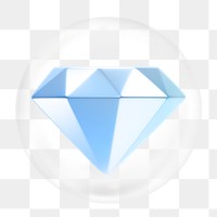 Diamond png, 3D bubble digital sticker in transparent background