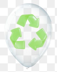 Recycle icon png, 3D balloon digital sticker in transparent background