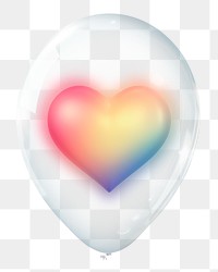 Colorful heart png, 3D balloon digital sticker in transparent background