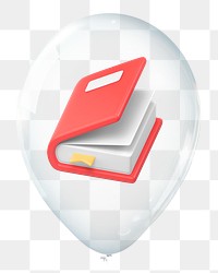 Book png, 3D balloon digital sticker in transparent background