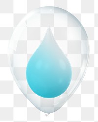 Water drop png, 3D balloon digital sticker in transparent background