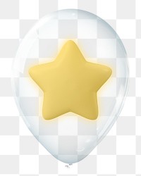 Star png, 3D balloon digital sticker in transparent background