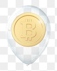 Bitcoin png, 3D balloon digital sticker in transparent background