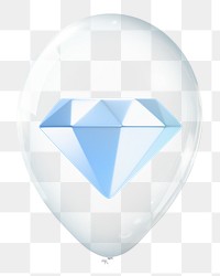 Diamond png, 3D balloon digital sticker in transparent background