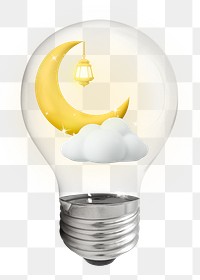 Ramadan png, 3D lightbulb digital sticker in transparent background