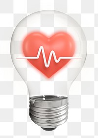 Medical idea png, 3D lightbulb digital sticker in transparent background