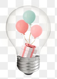 Gift  png, 3D lightbulb digital sticker in transparent background