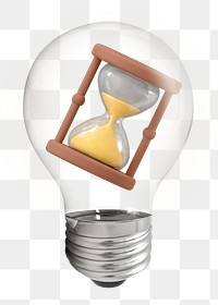 Time management png, 3D lightbulb digital sticker in transparent background