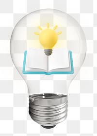 Knowledge png, 3D lightbulb digital sticker in transparent background