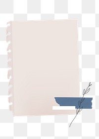 Png note paper frame, aesthetic design on transparent background