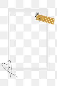 Png cute frame sticker, heart line art, transparent background