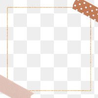 Png cute gold frame sticker, washi tape design, transparent background