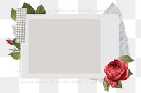 Red rose png sticker instant photo, botanical design, transparent background