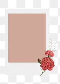 Flower png frame sticker, instant photo, transparent background