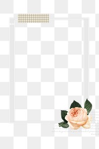 Instant photo png frame, aesthetic rose design, transparent background