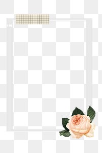 Instant photo png frame, aesthetic rose design, transparent background