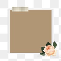 Instant photo png frame sticker, aesthetic rose collage, transparent background