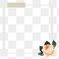 Instant film png frame, aesthetic rose design, transparent background