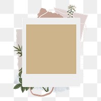 Instant photo png frame sticker, aesthetic collage, transparent background