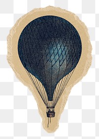 Air balloon png sticker, ripped paper transparent background