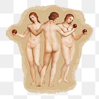 Nude goddess png sticker, ripped paper transparent background remixed by rawpixel