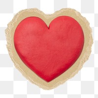 Heart png sticker, ripped paper transparent background