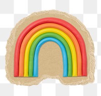 Rainbow clay png sticker, ripped paper transparent background