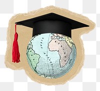 Graduated earth png sticker, torn paper transparent background