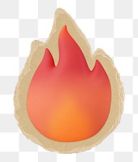 3D fire png sticker, torn paper transparent background