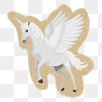 Unicorn png sticker, torn paper transparent background